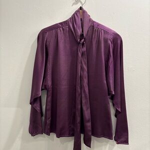 Albert Nipon Purple Patterned Blouse